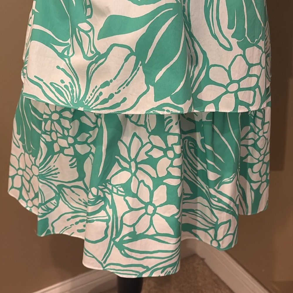 Lilly‎ Pulitzer Rita Marie V-neck Ruffle Spearmint Floral Dress - Picture 4 of 10